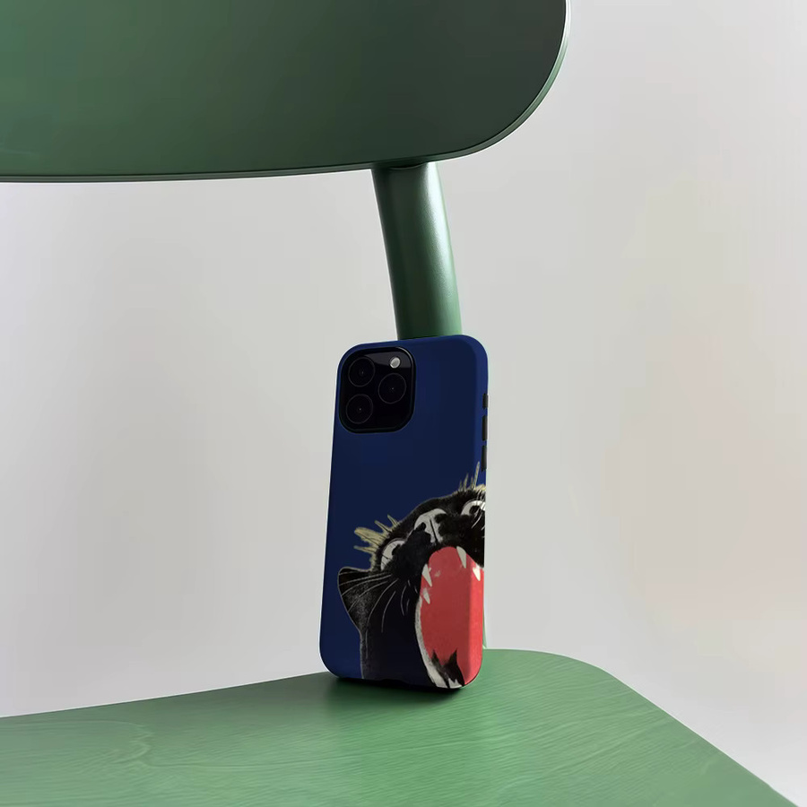 CaseLumi Matte Bumper MagSafe Schutzhülle für iPhone 17 16 15 14 13 Pro Max mit Silly Black Cat Design in Blau - Bild 5