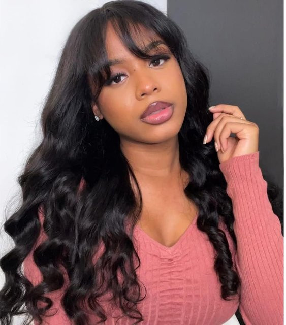 Dula A Hair Body Wave Perücke mit Pony, Brasilianisches Echthaar - Bild 1