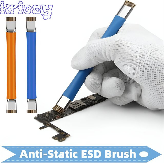 KRIOCY ESD-sicheres Antistatik-Bürsten-Set mit Doppelkopf zur Reinigung von Motherboard, PCB und BGA für Handy-Reparaturen, Mehrfarbig - Bild 1