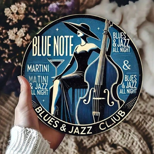 Blue Note Jazz Club Retro Metall-Blechschild von CIFBUY in Blau, B/H: 20,32 x 30,48 cm - Bild 1