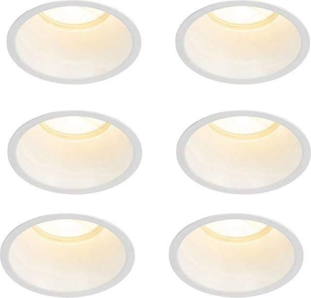 QAZQA Set mit 6 Einbaustrahlern in Weiß, GU10, IP44, Durchmesser: 70 mm - Bild 1