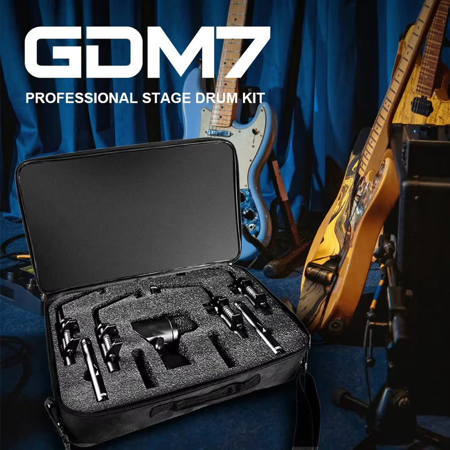 G-MARK GDM7 Schlagzeug-Mikrofon-Set in Schwarz, 7-teiliges Set für Kick-Drum, Snare, Toms und Becken für Studioaufnahmen und Live-Auftritte - Bild 3