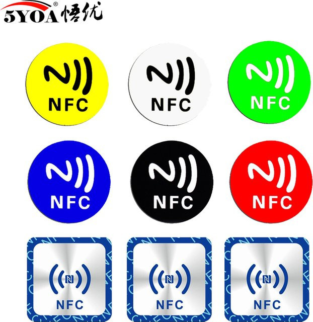 6 Stück NFC RFID Aufkleber Set, Ntag213 Ntag215 Ntag216 Universal Label 13,56 MHz, Farbe: Schwarz - Bild 1