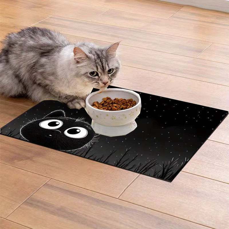 VIKAMA Hundefuttermatte in Schwarz, rutschfeste und wasserabsorbierende Bodenmatte für Futter und Wasser, B/T: 40 x 40 cm - Bild 6