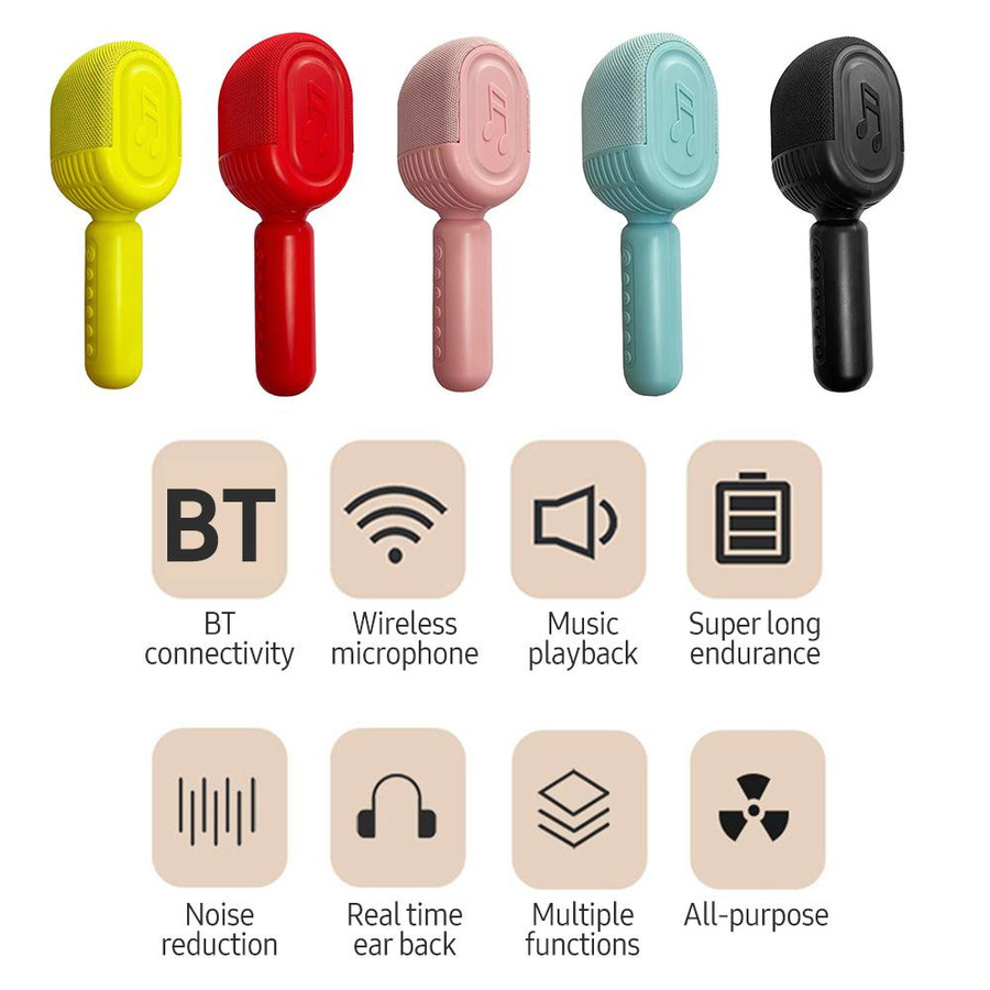 Andoer Bluetooth Karaoke-Mikrofon mit HIFI-Lautsprecher, tragbares kabelloses Handmikrofon, Blau - Bild 2