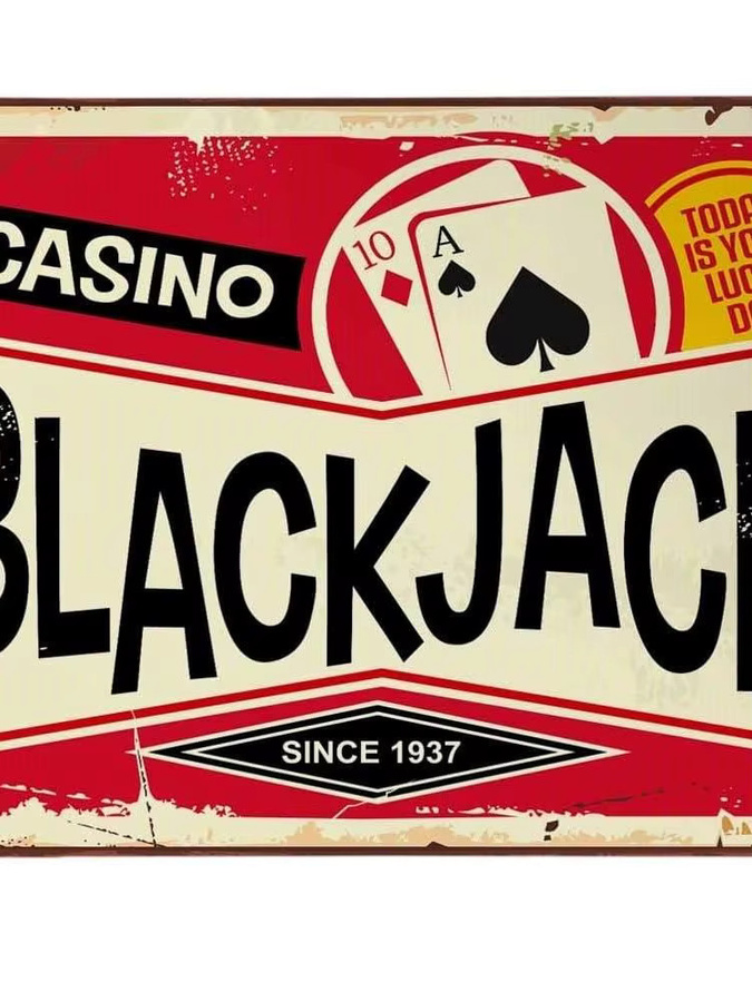 Swono Blackjack Vintage Metall-Blechschild Wanddekoration für Bars und Cafés, Mehrfarbig, B: 20,0 cm, H: 20,0 cm, T: 1,0 cm - Bild 2