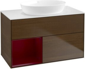V&B Waschtischunterschrank Finion 100 in Weiß lackiert mit Regal, Breite: 100 cm, Tiefe: 50,1 cm, Höhe: 50,1 cm - Bild 1