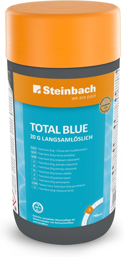 Steinbach Poolpflege Total Blue langsamlösliche Chlortabletten zur Desinfektion, 1 kg - Bild 1