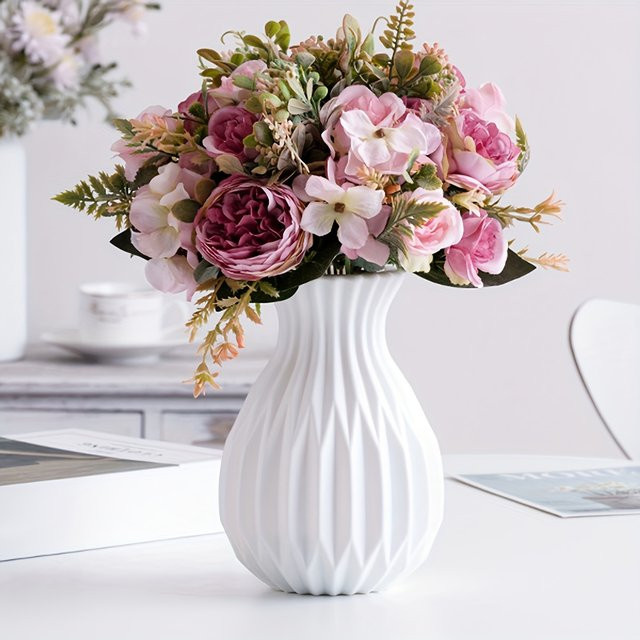 YOCITY Moderne Minimalistische Vase aus Keramik und Kunststoff in Schwarz oder Weiß für dein Wohnzimmer - Bild 1