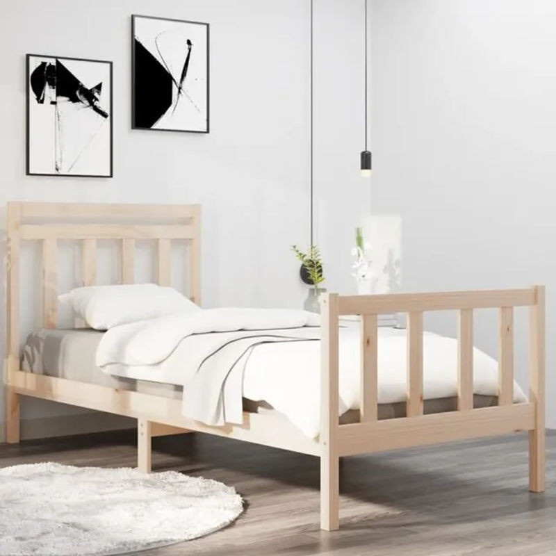 Massivholzbett Vidaxl aus Kiefer in Braun, Skandinavischer Stil, B/T/H: 90 x 190 x 95,5 cm - Bild 1