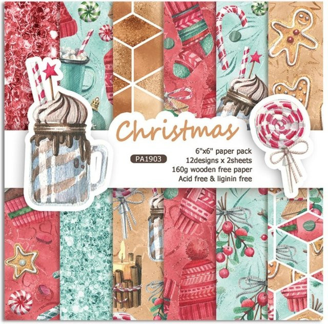 24 Blatt Weihnachts-Bastelpapier-Set in Multicolour für Origami, Scrapbooking und Kartenherstellung - Bild 1