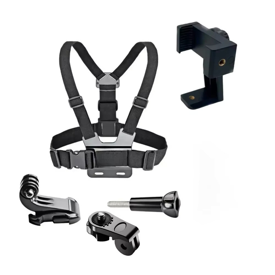 EXSKOF Brustgurt mit drehbarer Telefonhalterung und Kameraaufnahme für iPhone, Smartphone, GoPro Hero 13 12 11 10 9, Insta360 und DJI in Schwarz - Bild 5