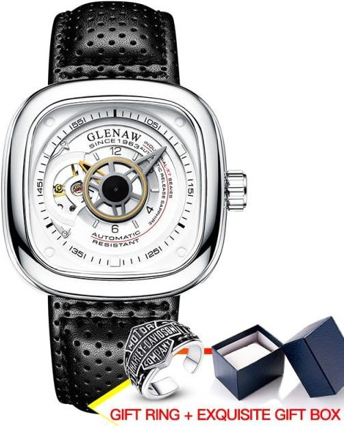 YIRAN Jewelry Chronograph, Automatik, Edelstahl, Eckig, 44 mm, Herren, Grau - Bild 1