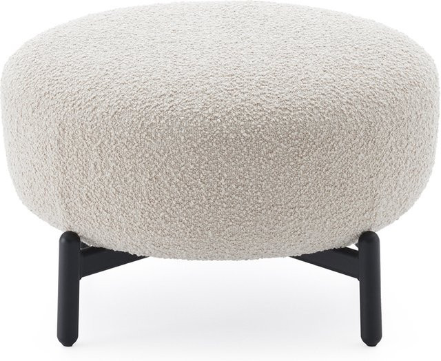 Kartell Lunam Pouf Curly Hocker aus Bouclé mit Metallgestell in Beige und Weiß - Bild 1