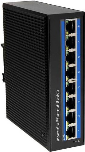 LogiLink NS201P Industrial Ethernet Switch mit 8 Ports, 10/100 Mbit/s und PoE-Funktion, Schwarz - Bild 1