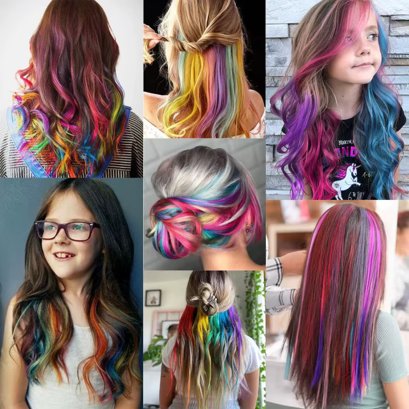 Wigundle Clip-in-Haarverlängerungen, Kunsthaar, Regenbogen, 55,9 cm, 11 Teile - Bild 3