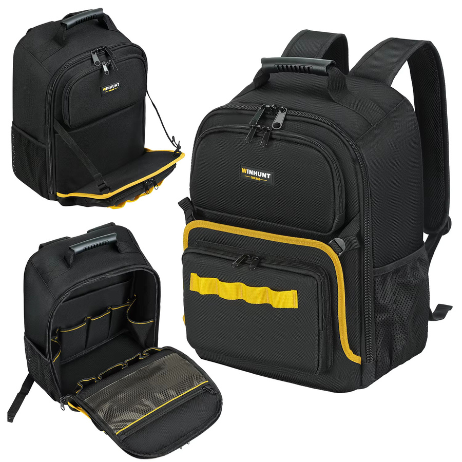 WINHUNT Werkzeugrucksack Heavy Duty in Schwarz als großer Werkzeugtaschen-Organizer für HVAC-Techniker, Elektriker und Bauarbeiter - Bild 7