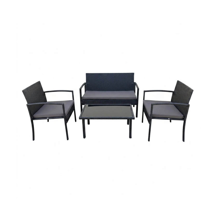 Relaxdays Gartenmöbel Set aus Polyrattan, 4-teilig, Schwarz, B: 106 cm, T: 58 cm, H: 78 cm - Bild 2