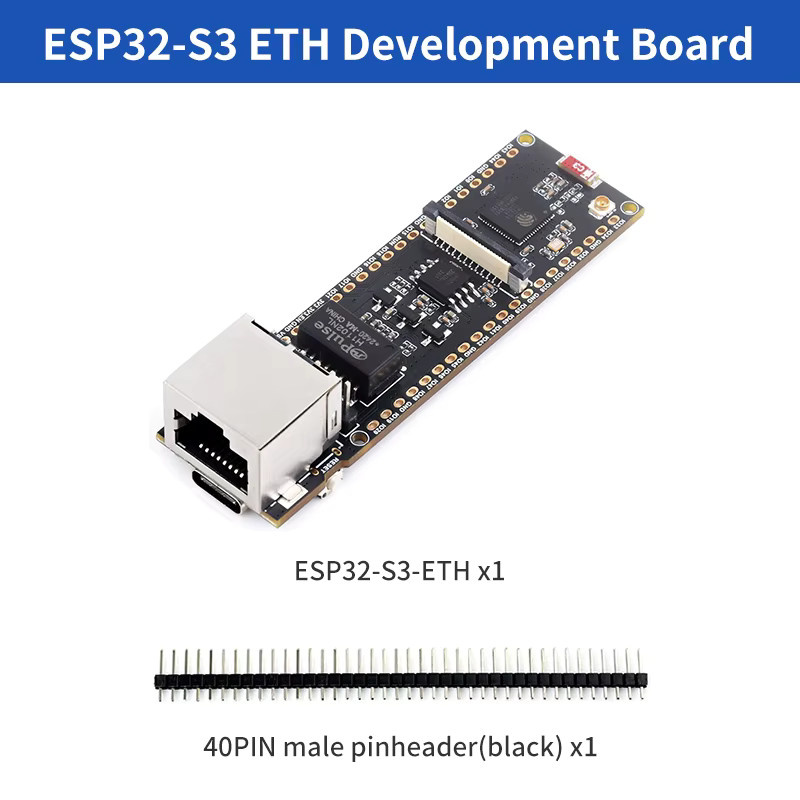 SHCHV ESP32-S3 ETH-Entwicklungsplatine mit RJ45-Ethernet-Port, 240 MHz Dual-Core-Prozessor, Wi-Fi, Bluetooth, TF-Kartensteckplatz und PoE in Schwarz - Bild 3