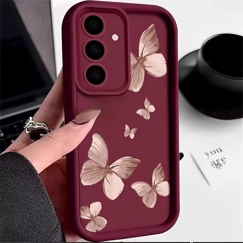 Schmetterling Handyhülle für Samsung Galaxy S25 S24 S23 S22 Ultra Plus FE A56 A55 A54 A36 A35 A16 A15 in Rot - Bild 4