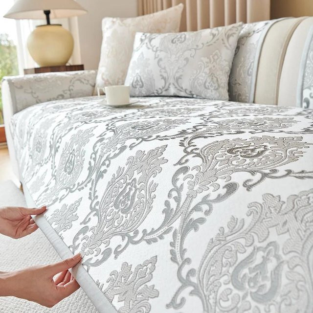 Waschbarer Jacquard-Sofabezug mit floralem Muster, rutschfestes Couch-Schonbezug-Polster, Mehrfarbig, B/H: 70 x 90 cm - Bild 1