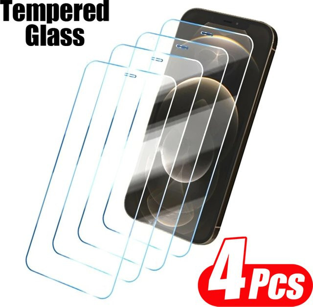 4er-Pack ROEG Vollschutz-Displayschutz aus gehärtetem Glas für iPhone 16 15 14 13 12 Pro Max und Plus, transparent - Bild 1