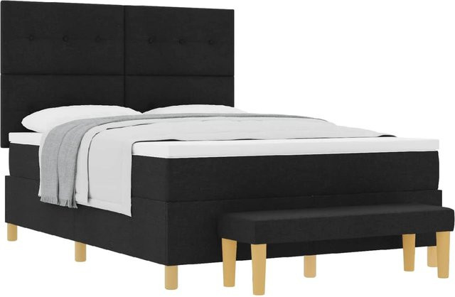 vidaXL Boxspringbett mit Matratze Schwarz Stoff B/T/H: 160 x 200 x 128 cm - Bild 1