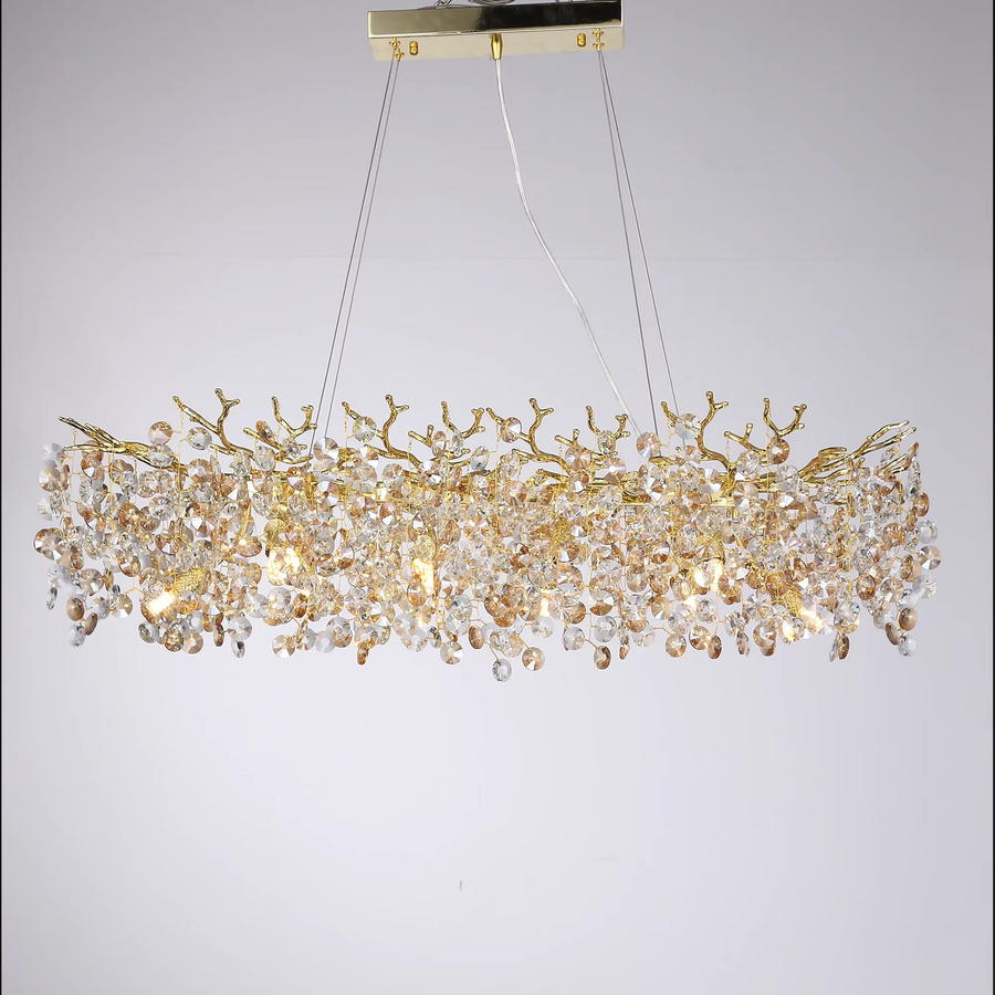 Artpad Kronleuchter mit Kristallen in Gold, Luxus Hängelampe für Esszimmer und Küche - Bild 3