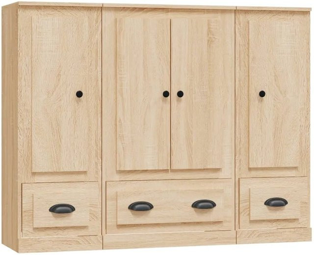 vidaXL Highboards 3er Set Sonoma-Eiche, Farbe Braun, B/T/H: 35,5 x 35,5 x 103,5 cm - Bild 1