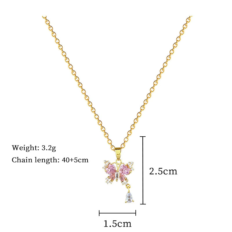 ZAKOL Halskette, Schmetterling, rosa Zirkonia, Kristall, Damen - Bild 3