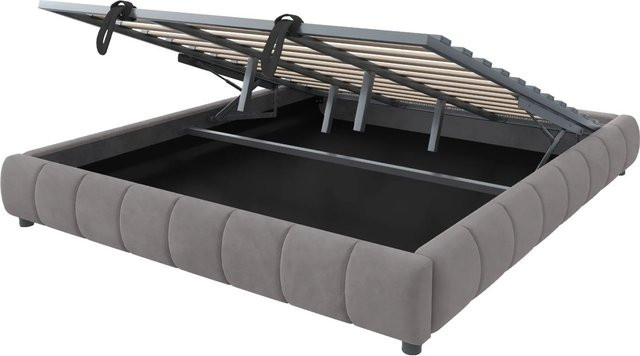 okwish Polsterbett mit LED-Beleuchtung und Stauraum in Grau, B/T/H: 180 x 200 x 41,53 cm - Bild 1