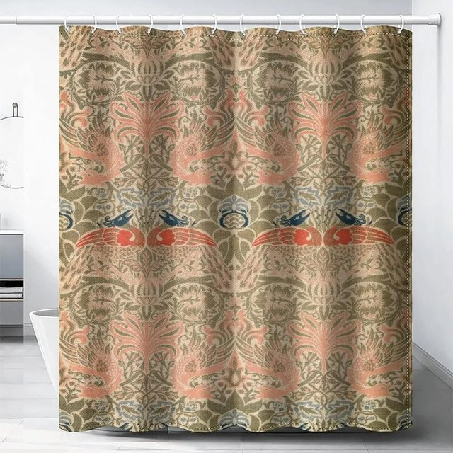 William Morris Duschvorhang mit floralem Muster in Grün und Multicolour, aus Polyester, B: 180 cm, H: 200 cm - Bild 1