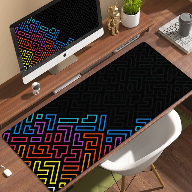 Riccu XXL Mauspad mit kariertem Graffiti-Design in Multicolour, große Gaming-Schreibtischunterlage mit HD-Druck für PC und Laptop - Bild 1