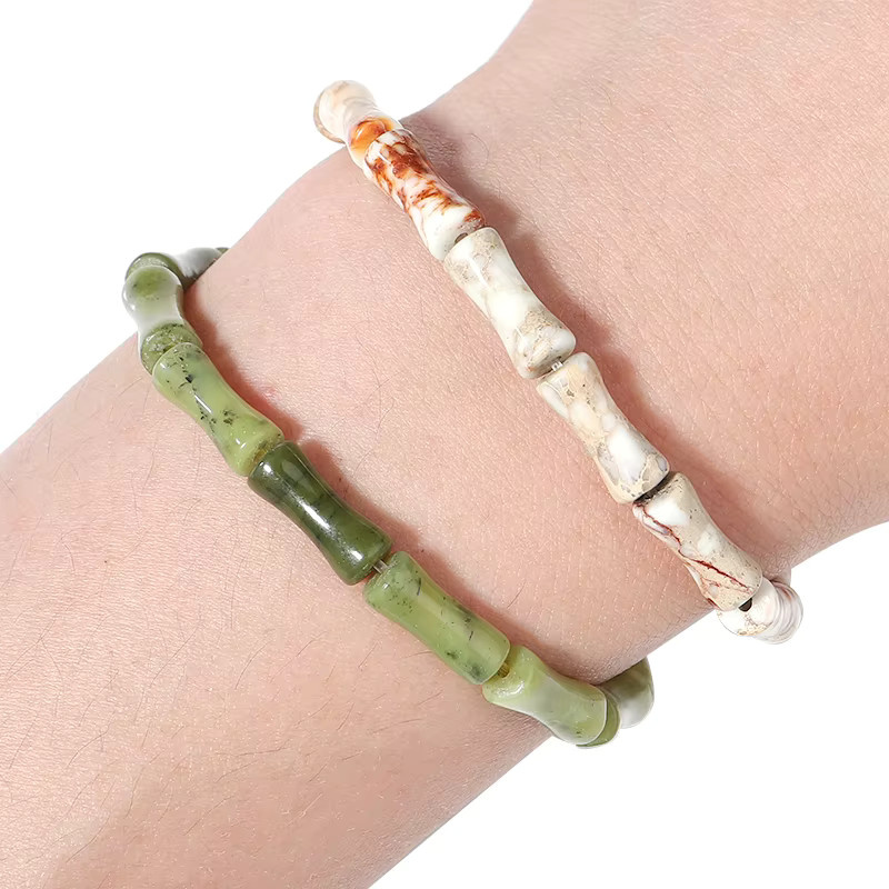 louleur Perlen Jaspis Jade, 5x12mm, Unisex - Bild 2