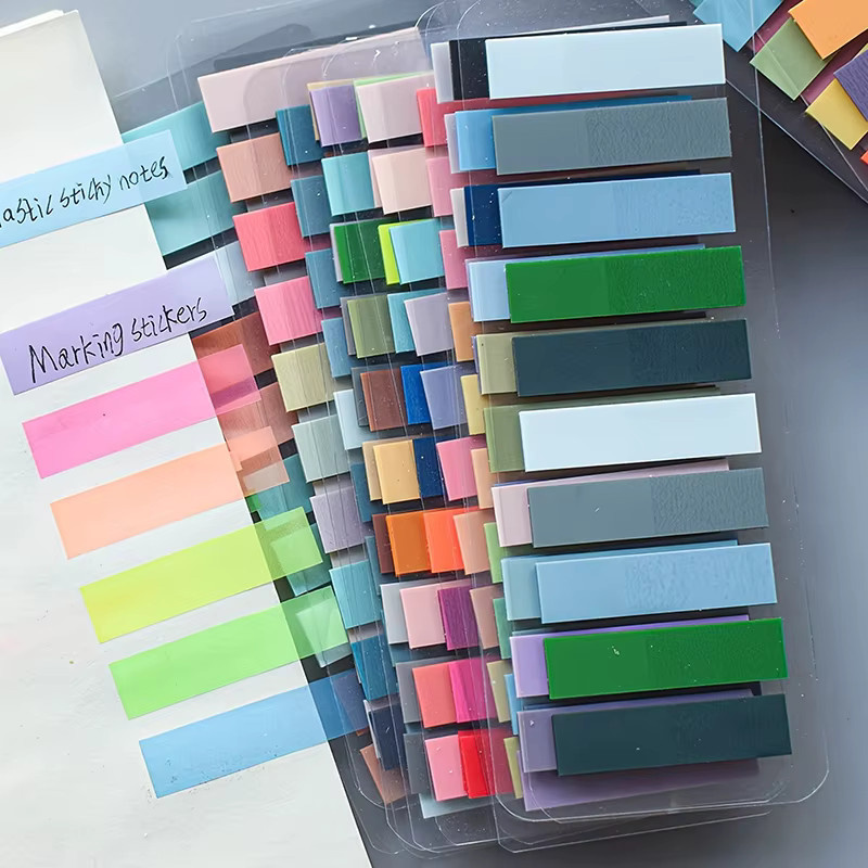 CHENJ 400 Stück Vintage-Markierer aus Kunststoff, transparent, 10 Farben gemischt - Bild 2
