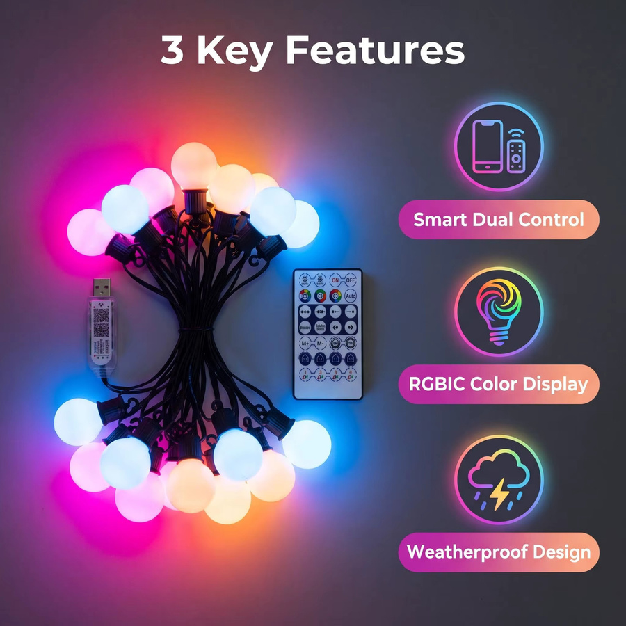 SerRickDon Smart LED Lichterkette mit WIFI und Bluetooth, Multicolour USB Dekorations-Lichterkette für Garten und Zimmer - Bild 2