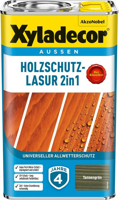 Xyladecor Holzschutz-Lasur 2in1 Tannengrün matt 2,5 l - Bild 1