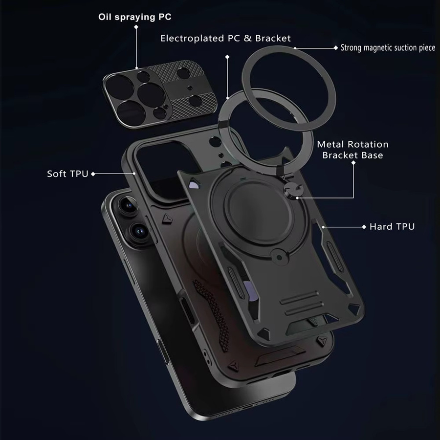 Stoßfeste CYYWN Schutzhülle für iPhone 12 bis iPhone 17 Pro Max mit Ringhalterung und Magnethalterung in Multicolor und Purple - Bild 2