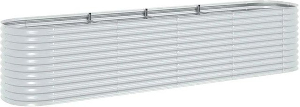 DELUKE Rundes Hochbeet BLUMO aus verzinktem Stahl in Silber, B/T/H: 400 x 80 x 81 cm