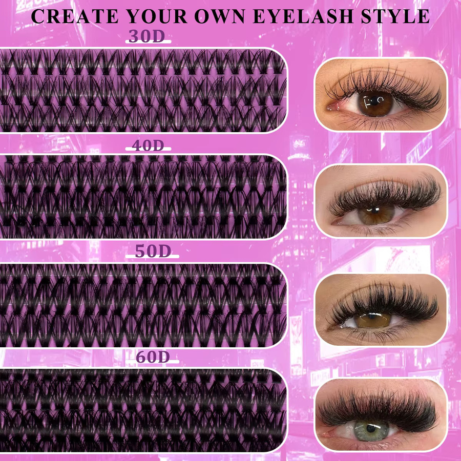 ISEEN Wimpern-Cluster-Set, 3D Faux Mink, DIY Wimpernverlängerungs-Kit mit Kleber & Versiegelung, Unisex - Bild 3