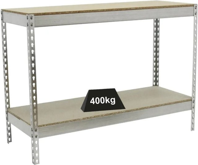 PROREGAL Schwerlastregal Mini Wood Yeti Two, grau, H x B x T: 90 x 120 x 60 cm, Fachlast 400 kg, pulverbeschichtet - Bild 1