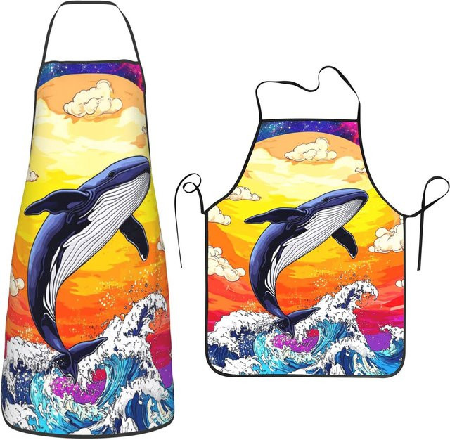 Wasserdichte Kochschürze mit Orca-Killerwal-Motiv für Damen und Herren, Multicolour, Unisex - Bild 1