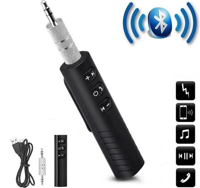 VORTNGLE 2-in-1 Bluetooth 5.0 Adapter mit 3,5 mm Klinke für Auto und Kopfhörer, Schwarz - Bild 1