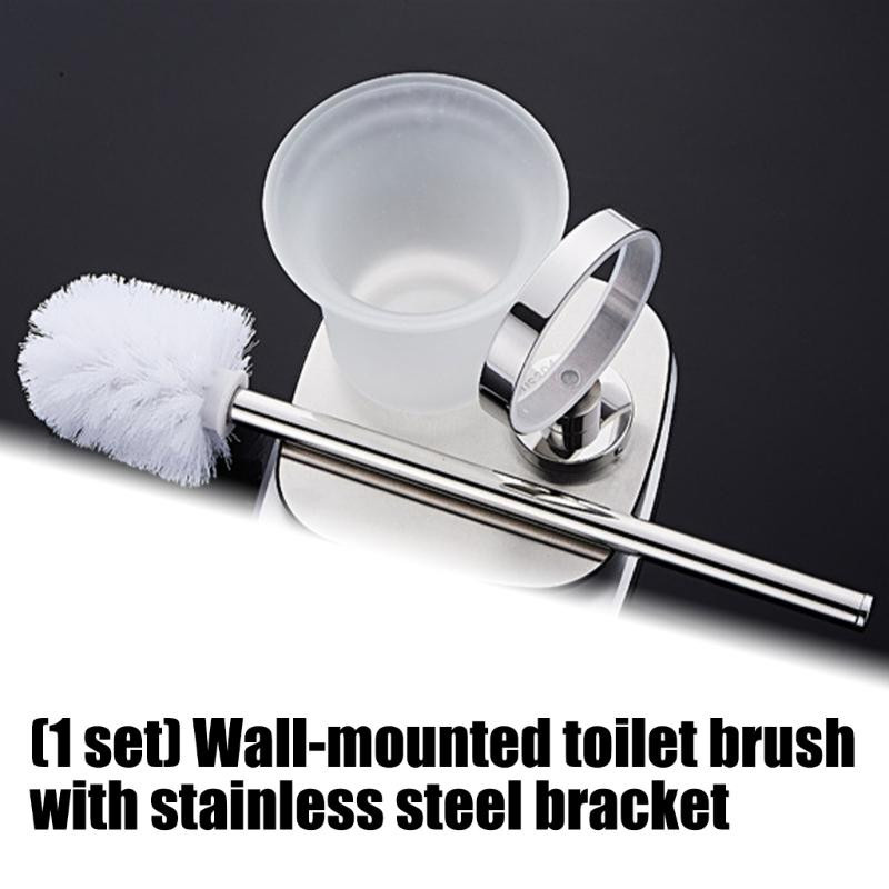 SoleMemory Wandmontierter Toilettenbürstenhalter mit Stahlhalterungen und transparentem Glasbecher für dein modernes Badezimmer - Bild 2