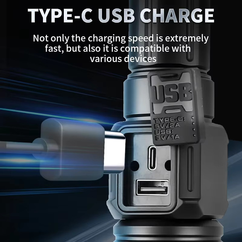 JIASHUAIXIN Taktische LED Taschenlampe mit COB-Digitalbatterieanzeige, Schwarz, Aluminium - Bild 6