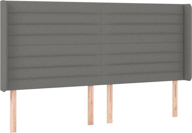 vidaXL LED Kopfteil Dunkelgrau mit USB-Ladeport und integrierter Beleuchtung, B: 163 cm, T: 16 cm, H: 118 cm - Bild 1