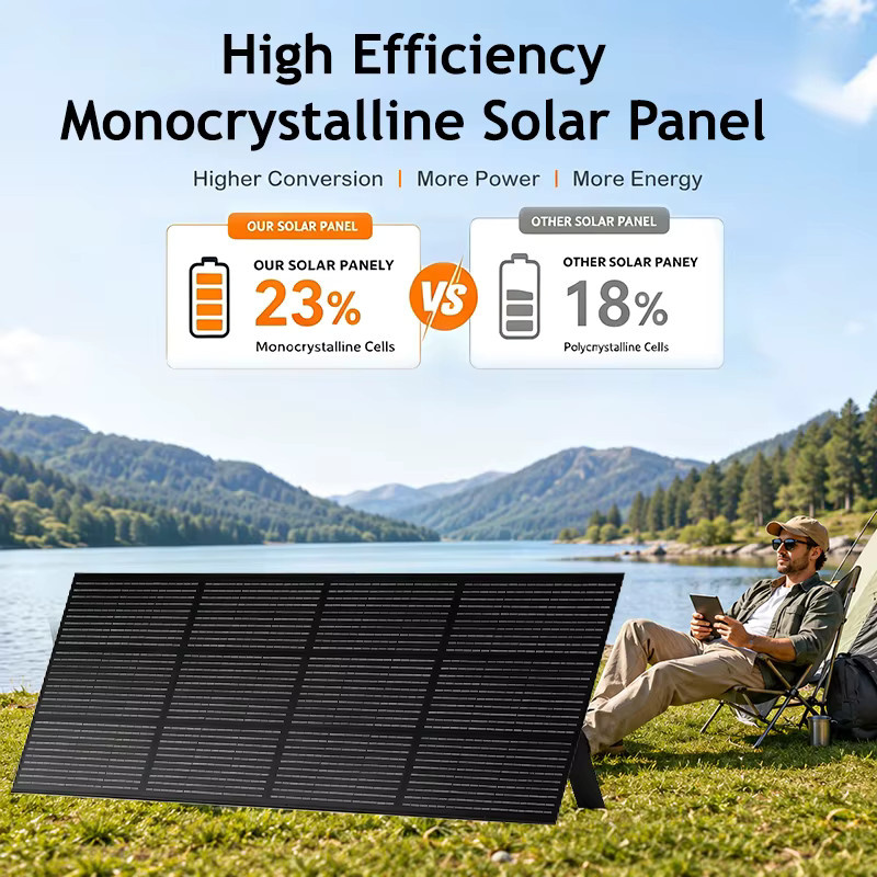 Tragbares faltbares Solarpanel 400W mit 300W Leistung für Powerstation, IP68 wasserdicht, Farbe: Schwarz - Bild 1