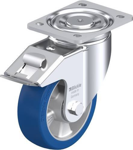 Blickle Lenkrolle LH-ALBS 150K-FI mit Feststeller in Silber und Blau, Rad-Durchmesser: 150 mm, Tragfähigkeit: 500 kg - Bild 1