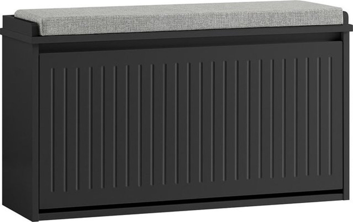SoBuy Schuhbank mit 1 Tür und Sitzkissen in Schwarz, B/T/H: 80 x 26 x 45 cm - Bild 1
