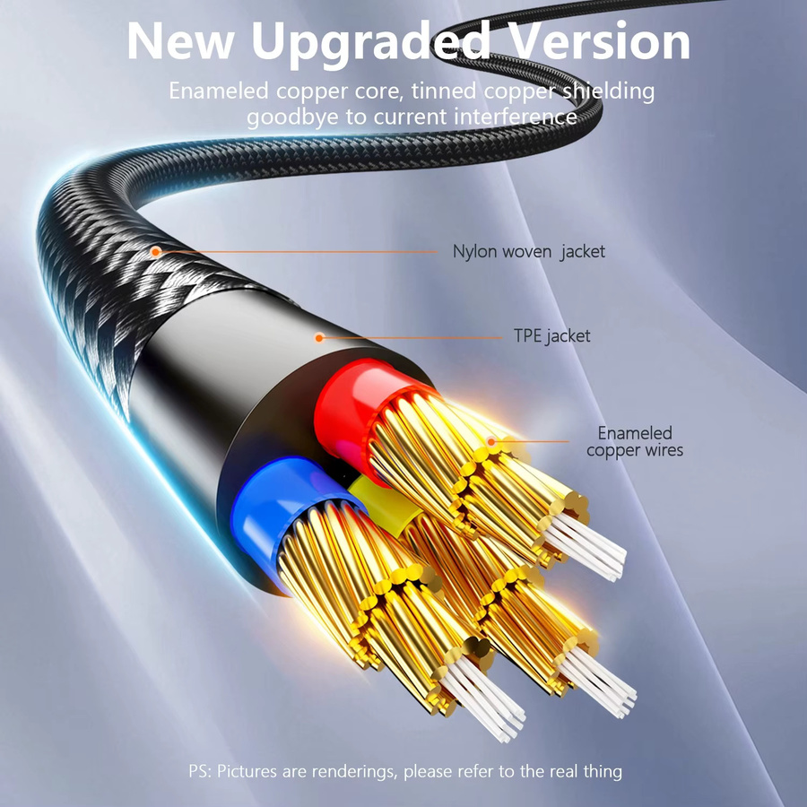 SUNKANDI Aux-Kabel Schwarz mit 3,5 mm Klinkenstecker auf Stecker für Stereo-Audio - Bild 3